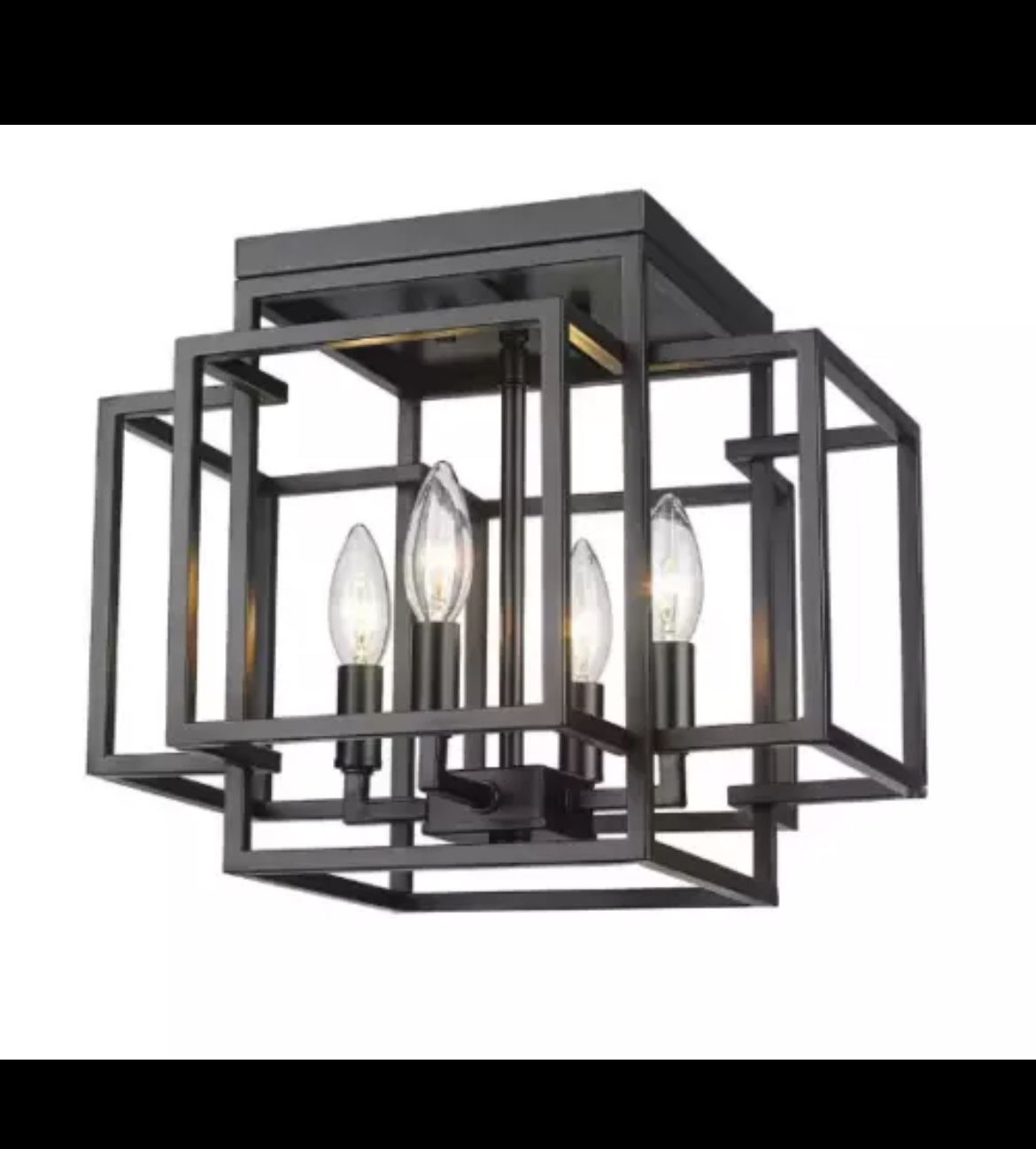 Titania 454F-MB 14 in. 4-Light Matte Black Steel Flush Mount - Black