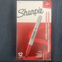 Sharpie 30002 Fine Point Permanent Marker Red 12 CT