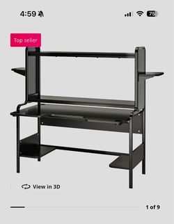 Ikea Black Gaming Desk with Shelves