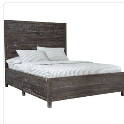 Townsend King-Size Solid Wood Low-Profile Bed in Gunmetal