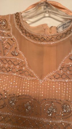 Gorgeous crystal peach prom dress homecoming