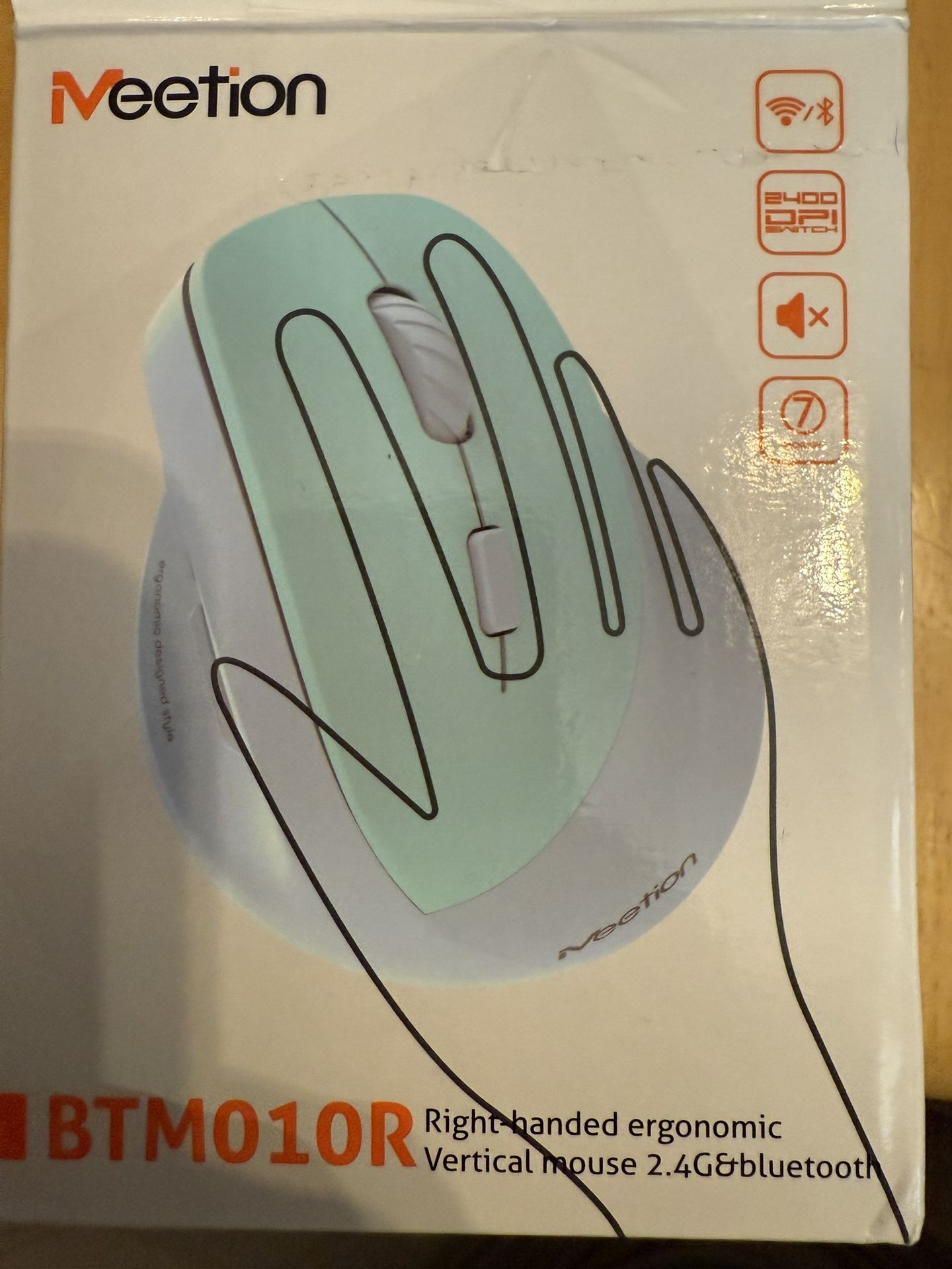 MEETION Ergonomic Mouse, Wireless Vertical Mouse RGB Backlit Rechargeable Mice