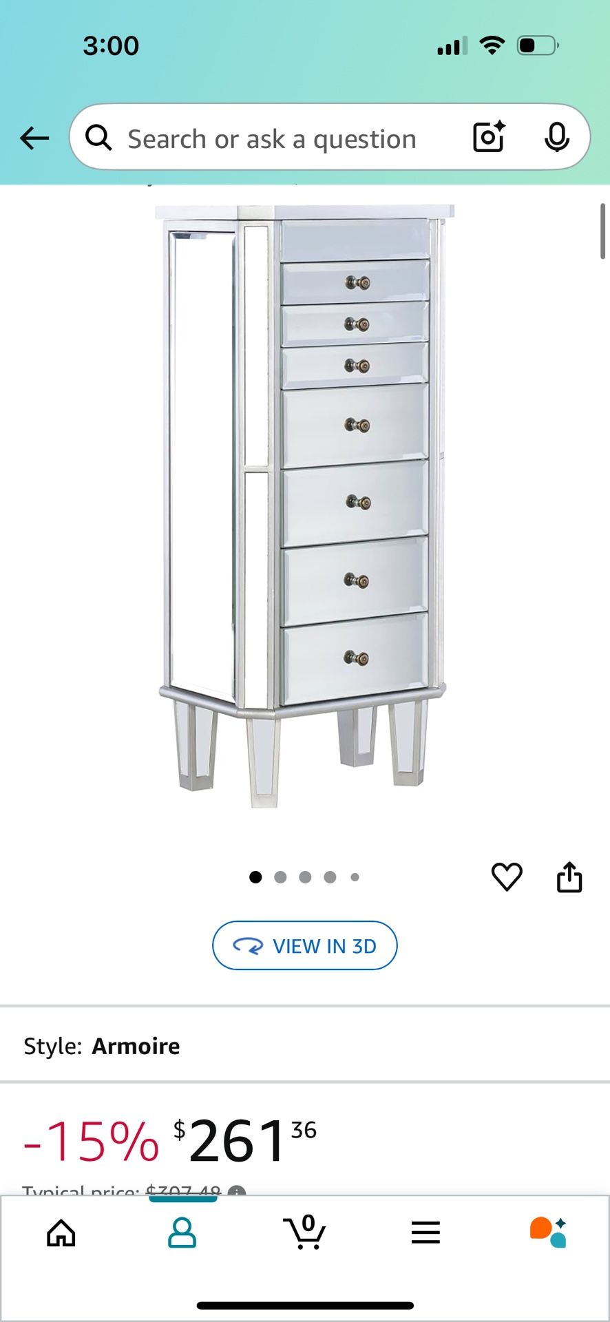 Jewelry Armoire Mirrored