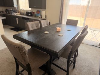 7-Piece Real Wood Dining Table Set with 6 Chairs – $175 OBO