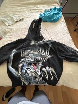 young LA blue eyes white dragon hoodie size L
