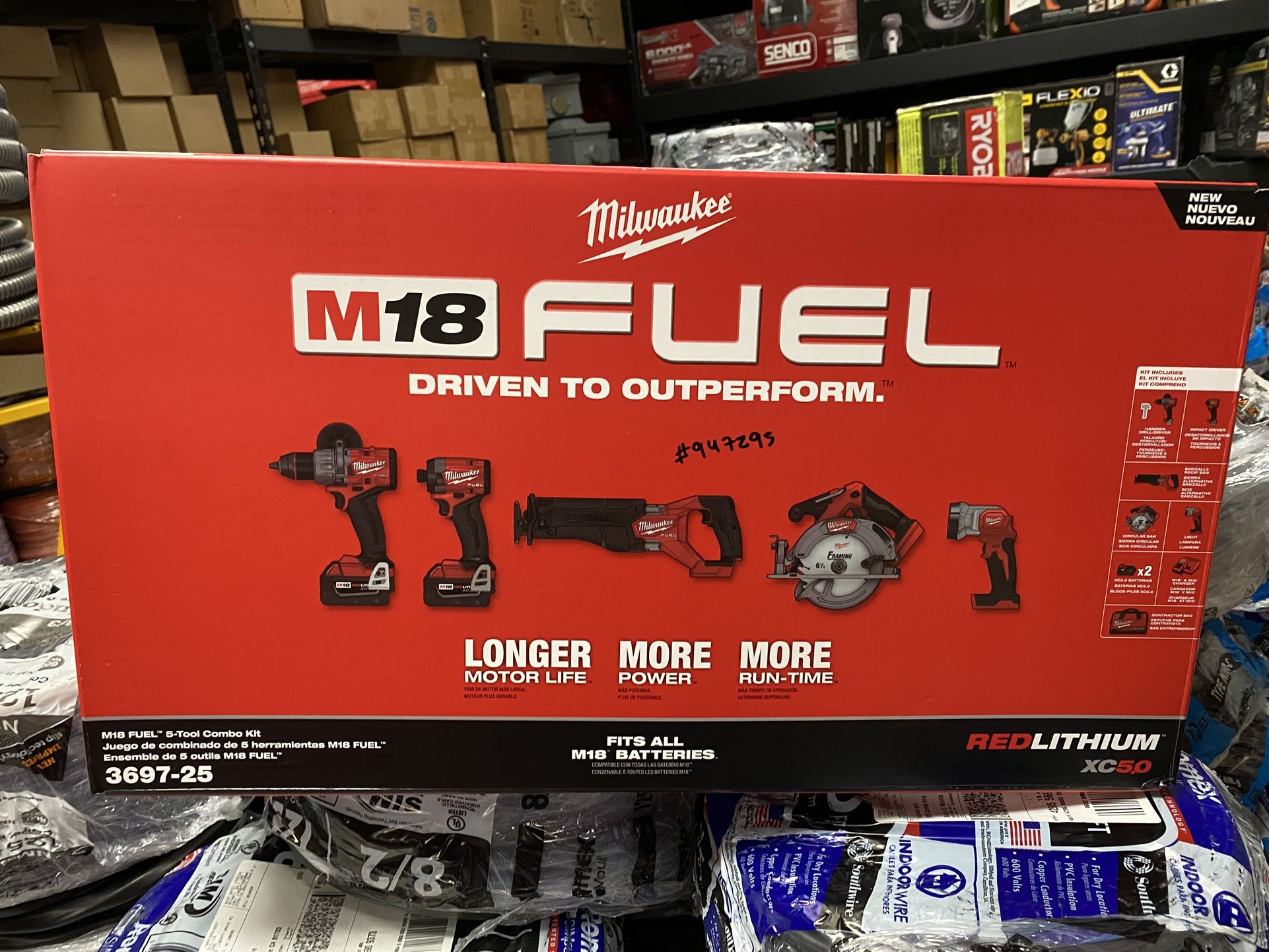 Milwaukee M18 FUEL 18V Lithium-Ion Brushless Cordless Combo Kit (5-Tool) with Two 5.0 Ah Batteries, 1 Charger 1 Tool Bag