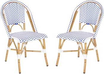 Home Collection Hooper Indoor-Outdoor Stacking Side Chairs | Blue & White | Set of 2