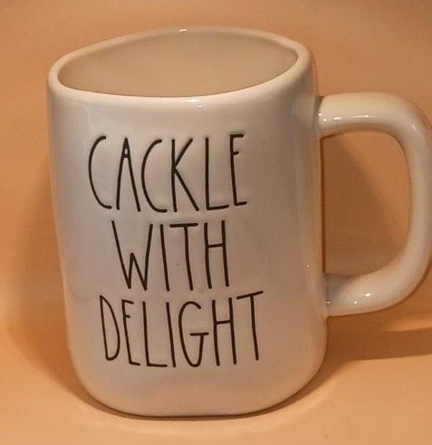 Rae Dunn Cackle with Delight front, Witch hat back, by Magenta