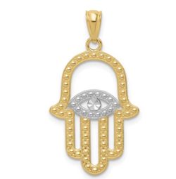 14k Yellow Gold Two Tone Hand Of God Pendant ON ORDER ONLY C4533