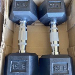 New Pair Of 15 Dumbbells