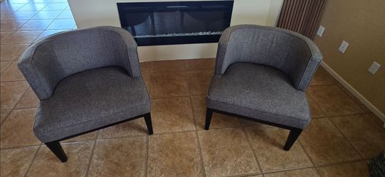 Pair of Gray Upholstered Accent Chairs – Excellent Condition
