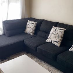 Black Sectional (sofa And Chaise) 