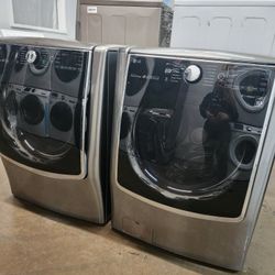 💢💯LG SET STEAM WASHER AND ELECTRIC DRYER STAINLESS STEEL JUMBO 💯 LIKE NEW 👍 