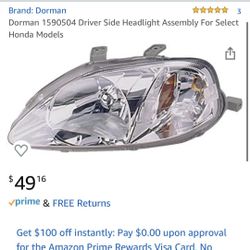 Honda Civic Driver Side Headlight