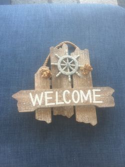 Wooden Beachy/Nautical Welcome Sign