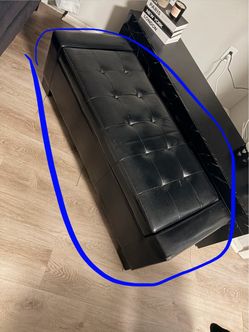 Black leather bench with storage