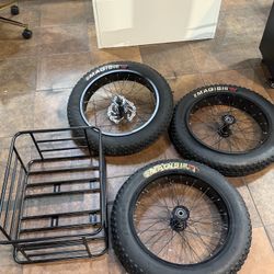 🔥Brand new In Box(Set of 4)🔥3 fat tire bicycle wheels, 20-inch x 4.0 heavy-duty one-piece frame bicycle wheels, including inner and outer tires and 