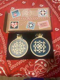 MSQC ceramic quilty Christmas ornaments