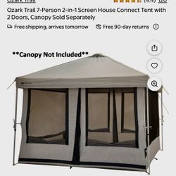 Ozark Trail 3(4.4) 120 Ozark Trail 7-Person 2-in-1 Screen House Connect Tent with 2 Doors, Canopy Sold Separately