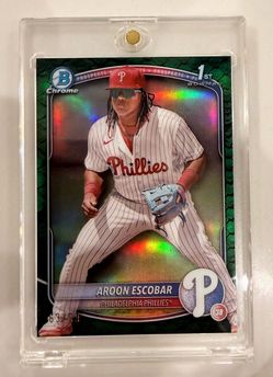 2025 Bowman - Chrome Prospects Aroon Escobar Green Reptilian Refractor (RC) /99