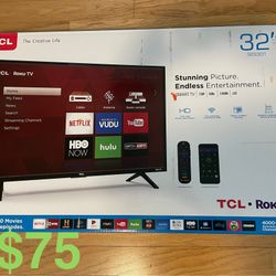 TCL Smart TV 32 Inch Roku 720P complete with box. PRICE IS FIRM. CASH ONLY. NO TRADES. For pickup in Carrollwood 