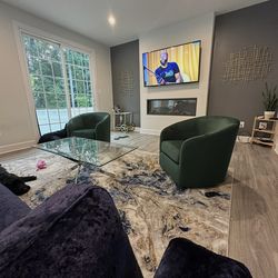 Green Velvet Swivel Chairs  (2)