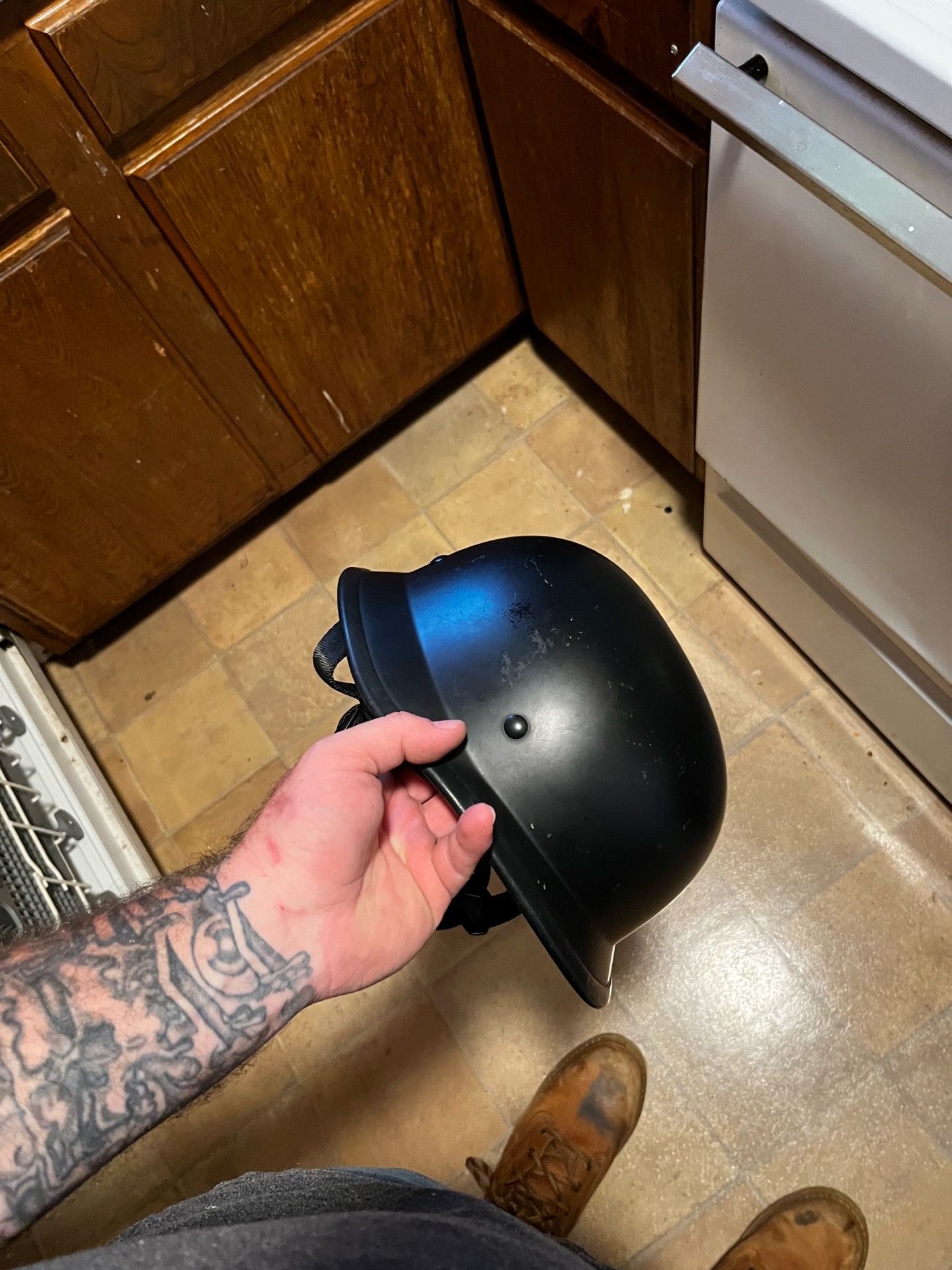 Large half motorcycle helmet mayhem brand