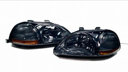 HEADLIGHTS FOR 1(contact info removed) HONDA CIVIC EK EJ EM SMOKED LENS