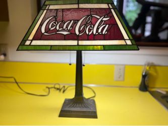 Vintage Coca-Cola stained glass, Tiffany style table lamp