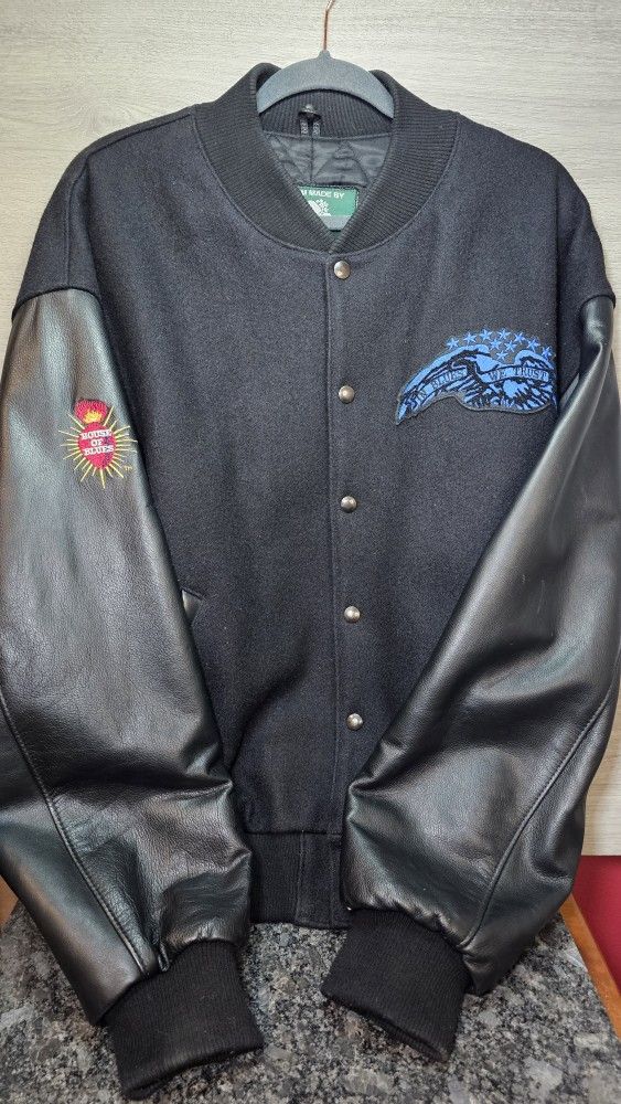 Roots Canada Men's House of Blues Wool and Leather Varsity Jacket Size XL