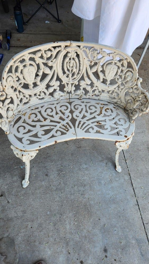 Early 20's Wrought Iron Loveseat Bench Victorian Style
