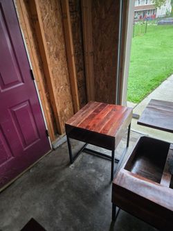 Rustic Wood and Metal Side Table