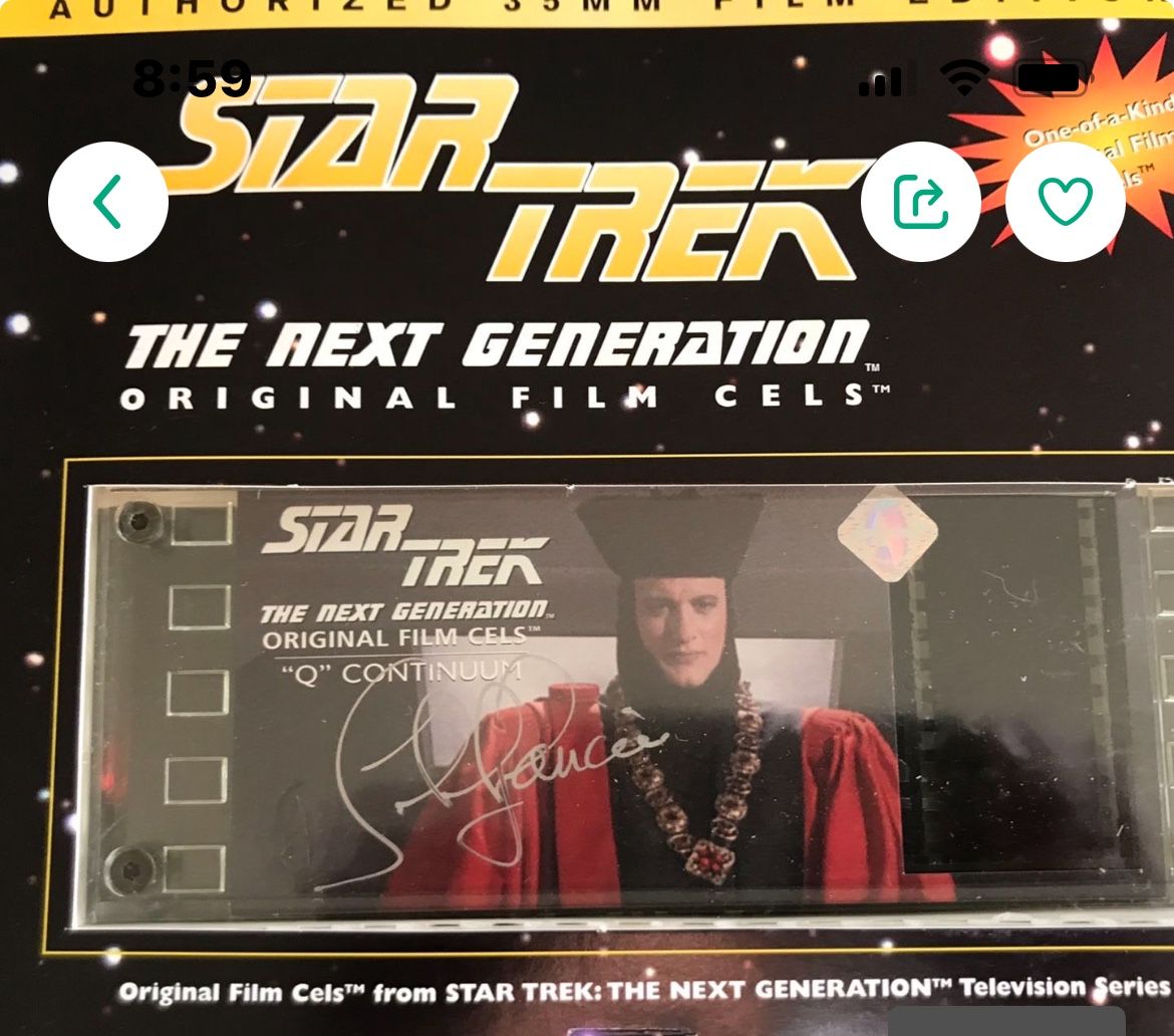 Two Star Trek The Next Generation 1996 Original Film Cels “Q Continuum”