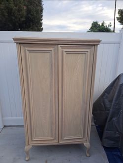 Light Oak Wood Armoire Cabinet