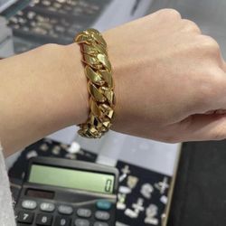 New 18k Yellow Gold Filled Cuban Link Bracelet 