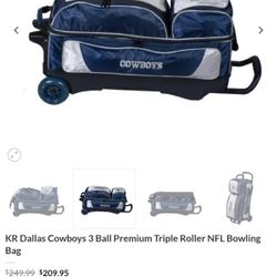 Dallas Cowboys 3-Ball Premium Triple Roller Bowling Bag – Like New