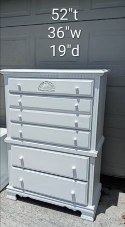 Tall 6 Drawer Solid Wood Satin White Chest Dresser