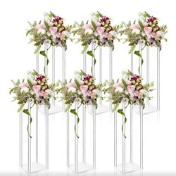 New in box  6 Pcs Tall Acrylic Vase Wedding Centerpieces 20in Tall