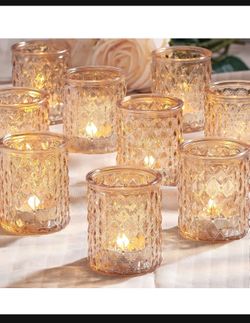 New 12pcs Gold Votive Candle Holders- Tealight Candle Holder for Table Centerpiece, Glass Candle Holder for Wedding Table Decor, Home Decor and Party
