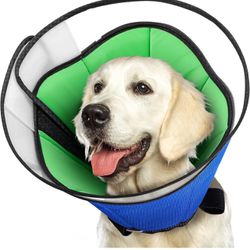 INKZOO Dog Cone Collar for After Surgery, Blue/Green