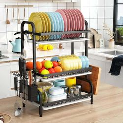 3-Tier Drying Rack, Capacity Dish Rack With Utensil Holder