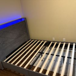 Queen Bed Frame w/ Lights – Great Condition