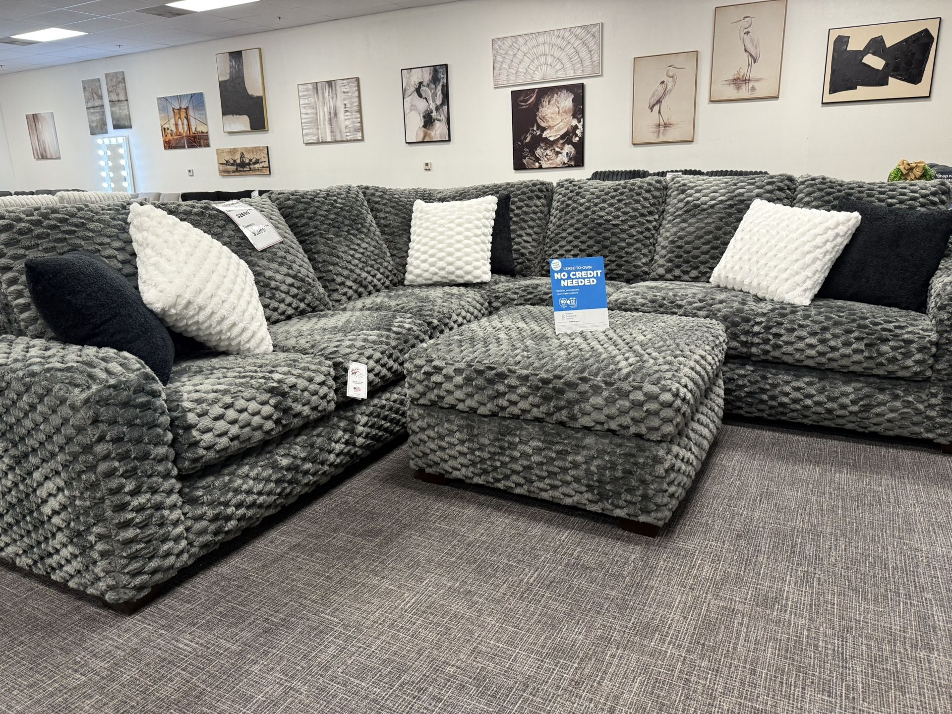 Dark Gray XL Sofa Sectional Set + Ottoman - Free Delivery 