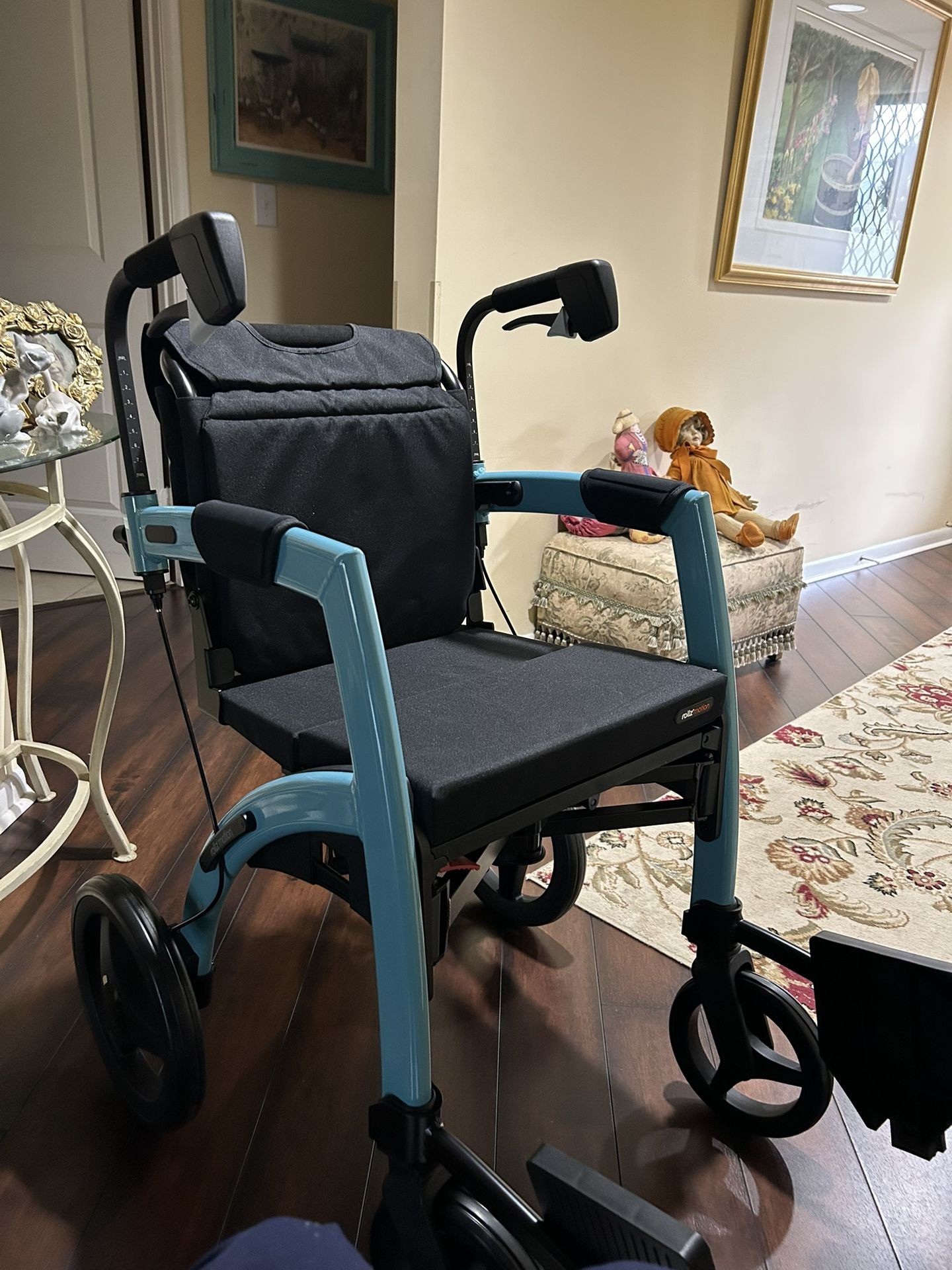 Rollz Motion 2-in-1 rollator and Transport Chair (Island Blue, Regular)