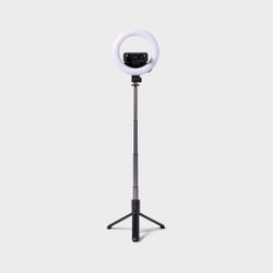 Tripod Selfie Stick with LED Ring Light - heyday™ Black: Ball Head, Plastic