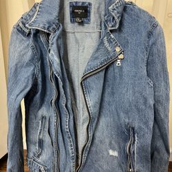 Forever 21 Men's denim moto jacket.