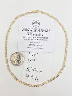 10k gold 15" diamond cut curb link