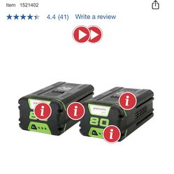 Greenworks 80V 4.0 Ah Lithium Ion Battery, 2-pack And Rapid Charger