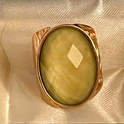Genuine BALTIC AMBER Egg Yolk Gold Plated Silver 6.5 Ring