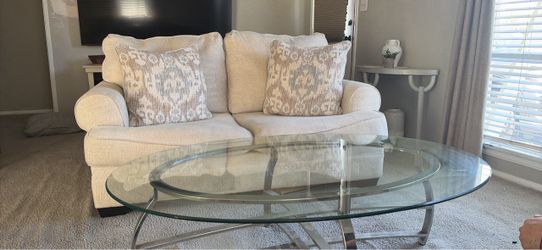 Love seat and glass table